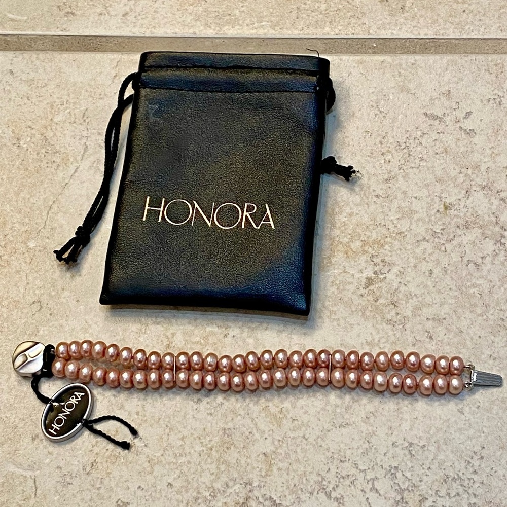 New Honora Pink Double Strand Freshwater Pearl Bracelet - Picture 2 of 7